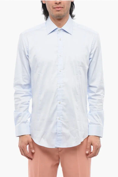 Brian Dales Cotton Poplin Shirt With Spread Collar In Blue