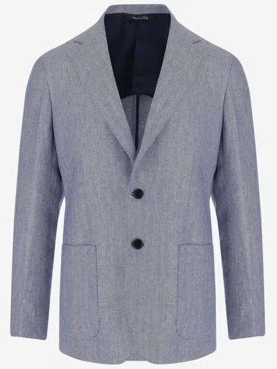 Brian Dales Dark Grey Single-breasted Linen Blazer
