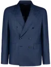 Brian Dales Double-breasted Blazer In Blue