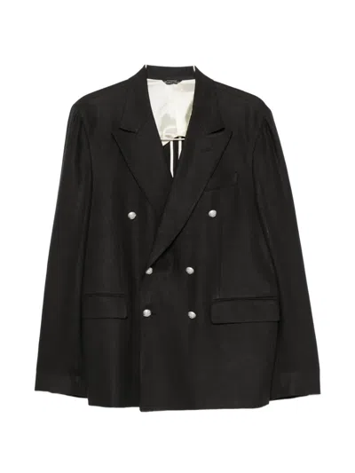 Brian Dales Double-breasted Peak-lapel Blazer In Black
