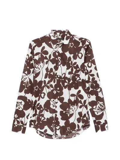 Brian Dales Floral-print Shirt In Brown