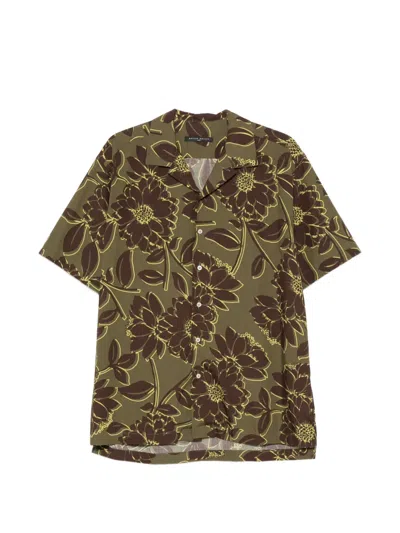 Brian Dales Floral-print Short-sleeve Shirt In Green