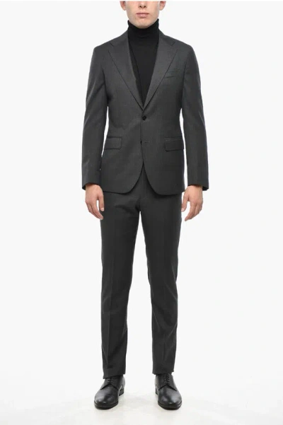 Brian Dales Holland&sherry Side Vents Notch Lapel 2-button Suit In Black