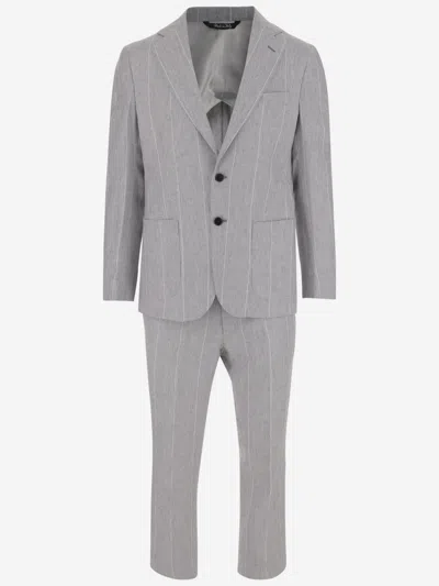 BRIAN DALES LIGHT GREY LINEN PINSTRIPE SUIT