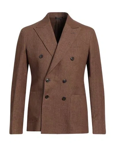 Brian Dales Man Blazer Camel Size 44 Linen In Beige