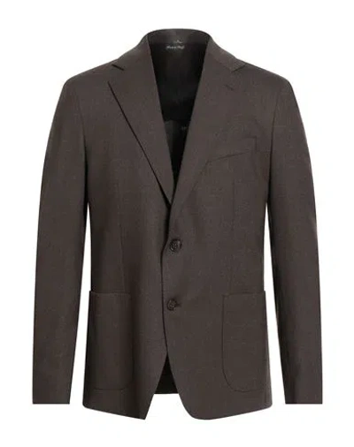 Brian Dales Man Blazer Dark Brown Size 44 Polyester, Wool, Elastane