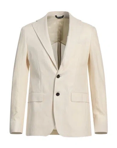 Brian Dales Man Blazer Ivory Size 36 Linen, Polyamide In White