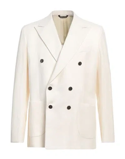 Brian Dales Man Blazer Ivory Size 42 Linen, Cotton In White