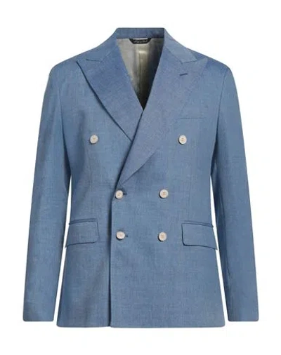 Brian Dales Man Blazer Light Blue Size 40 Linen, Wool