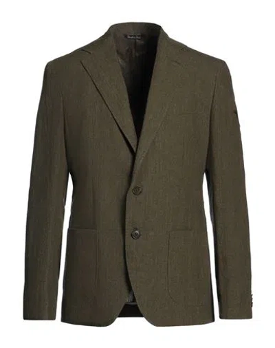 Brian Dales Man Blazer Military Green Size 42 Linen
