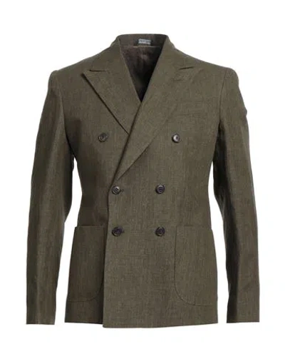 Brian Dales Man Blazer Military Green Size 44 Linen