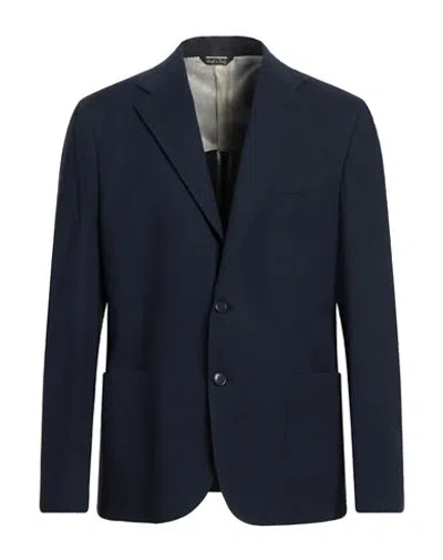 Brian Dales Man Blazer Navy Size 46 Cotton, Elastane, Nylon