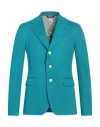 Brian Dales Man Blazer Turquoise Size 42 Cotton In Blue