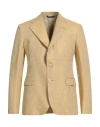 Brian Dales Man Blazer Yellow Size 38 Linen, Silk In Neutral