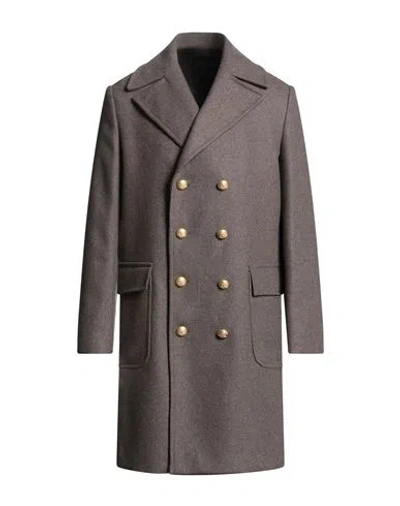 Brian Dales Man Coat Khaki Size 40 Wool, Polyamide In Gray