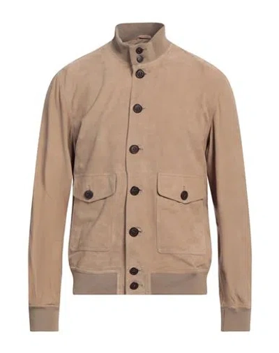 Brian Dales Man Jacket Camel Size 48 Leather In Beige