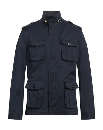 Brian Dales Man Jacket Navy Size 44 Cotton, Elastane