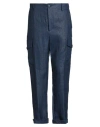 Brian Dales Man Pants Blue Size 34 Linen, Polyamide In Blue