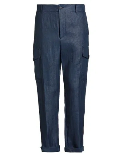 Brian Dales Man Pants Blue Size 34 Linen, Polyamide