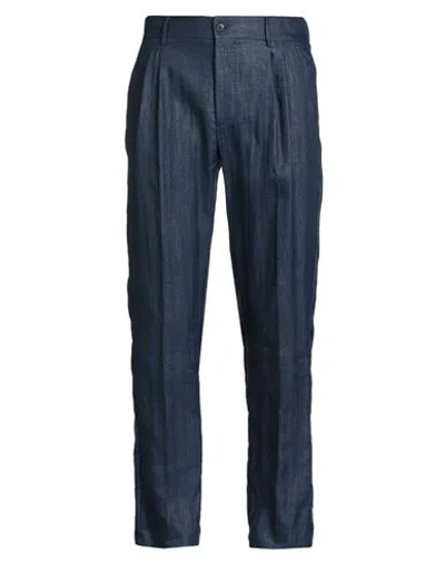 Brian Dales Man Pants Blue Size 36 Linen, Polyamide
