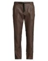Brian Dales Man Pants Brown Size 38 Linen, Polyamide In Brown