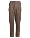 Brian Dales Man Pants Brown Size 38 Linen, Polyamide