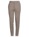 Brian Dales Man Pants Brown Size 40 Linen, Viscose, Elastane In Brown