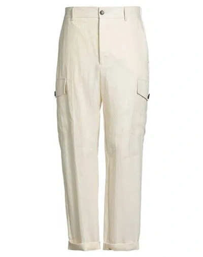 Brian Dales Man Pants Cream Size 36 Linen, Polyamide In Neutral