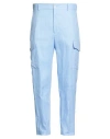 Brian Dales Man Pants Light Blue Size 42 Linen, Polyamide In Blue