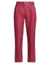 Brian Dales Man Pants Magenta Size 36 Linen, Polyamide In Purple