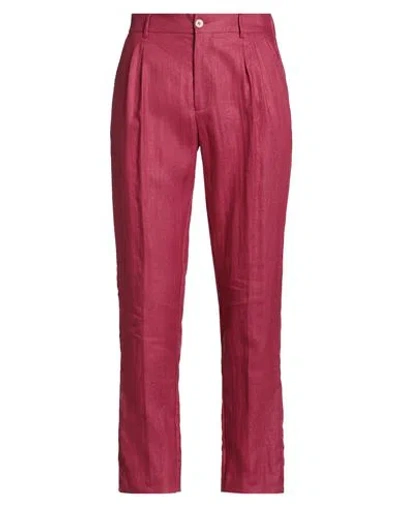 Brian Dales Man Pants Magenta Size 36 Linen, Polyamide In Purple