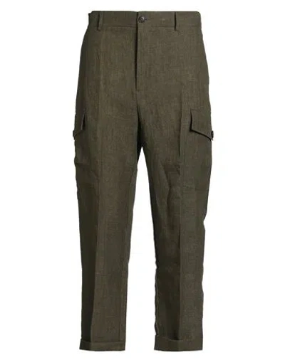 Brian Dales Man Pants Military Green Size 38 Linen