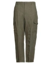 Brian Dales Man Pants Military Green Size 38 Linen In Green