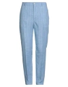 Brian Dales Man Pants Sky Blue Size 34 Cotton, Elastane, Nylon In Blue