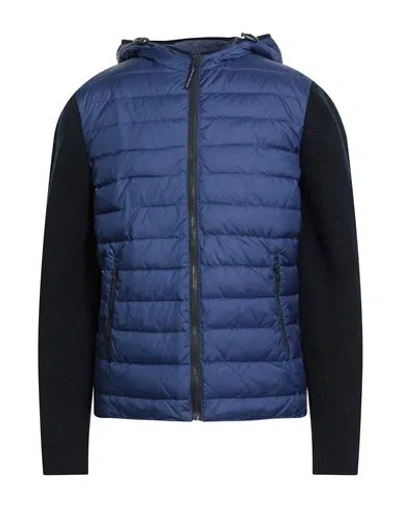 Brian Dales Man Puffer Blue Size 42 Polyester, Wool, Acrylic In Multi