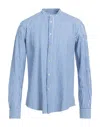 Brian Dales Man Shirt Azure Size 16 ½ Polyamide, Elastane In Blue
