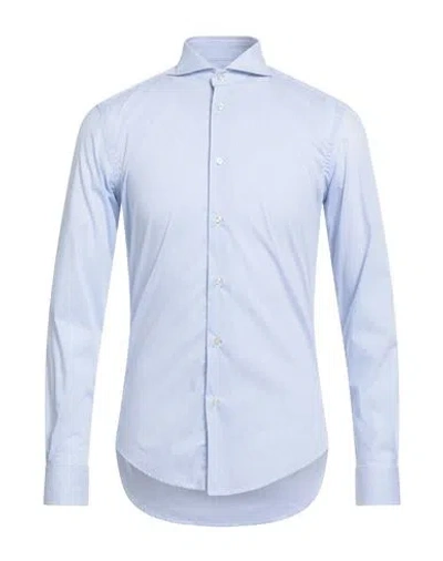 Brian Dales Man Shirt Azure Size 15 Cotton, Polyamide, Elastane In Blue