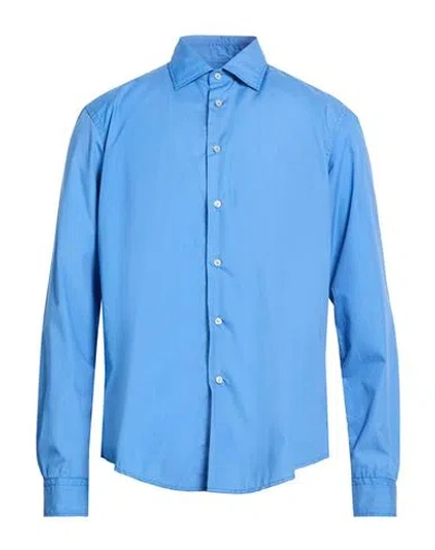 Brian Dales Man Shirt Azure Size 16 ½ Cotton In Blue