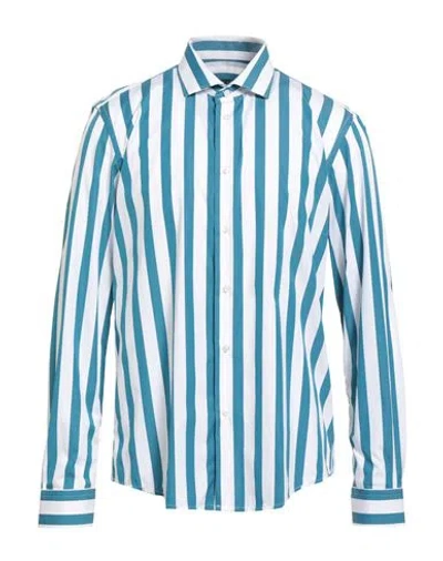 Brian Dales Man Shirt Azure Size 17 Cotton In Blue