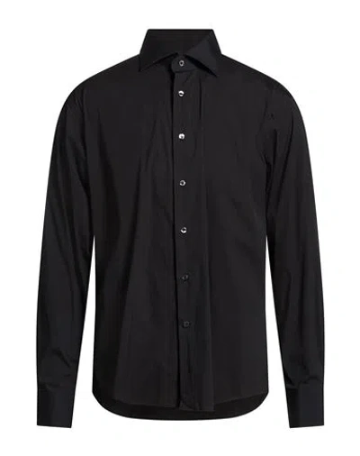Brian Dales Man Shirt Black Size 17 Cotton, Polyamide, Elastane