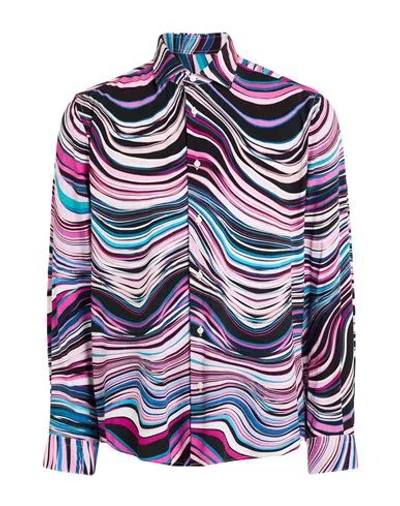 Brian Dales Man Shirt Black Size 17 Viscose In Purple