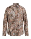 Brian Dales Man Shirt Camel Size 17 ½ Polyester, Elastane
