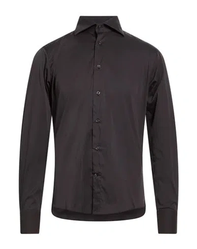 Brian Dales Man Shirt Dark Brown Size 15 ¾ Cotton, Polyamide, Elastane In Black