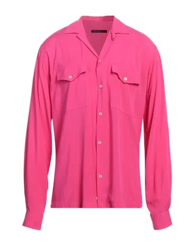 Brian Dales Man Shirt Fuchsia Size 16 Viscose In Pink