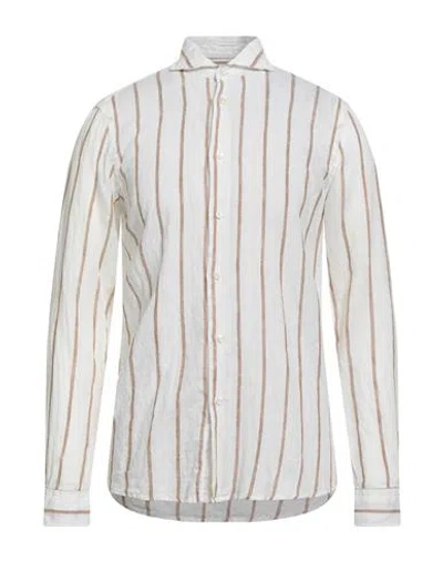 Brian Dales Man Shirt Khaki Size 17 Linen In White