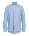 Brian Dales Man Shirt Light Blue Size 17 Linen In Blue