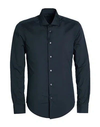 Brian Dales Man Shirt Midnight Blue Size 15 Cotton, Polyamide, Elastane