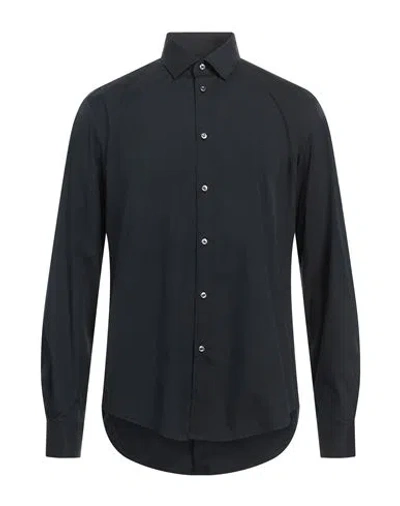 Brian Dales Man Shirt Midnight Blue Size 16 Cotton, Polyamide, Elastane In Black