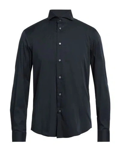 Brian Dales Man Shirt Midnight Blue Size 17 Cotton, Polyamide, Elastane In Black