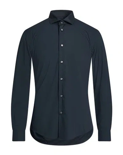 Brian Dales Man Shirt Midnight Blue Size 17 Cotton, Polyamide, Elastane